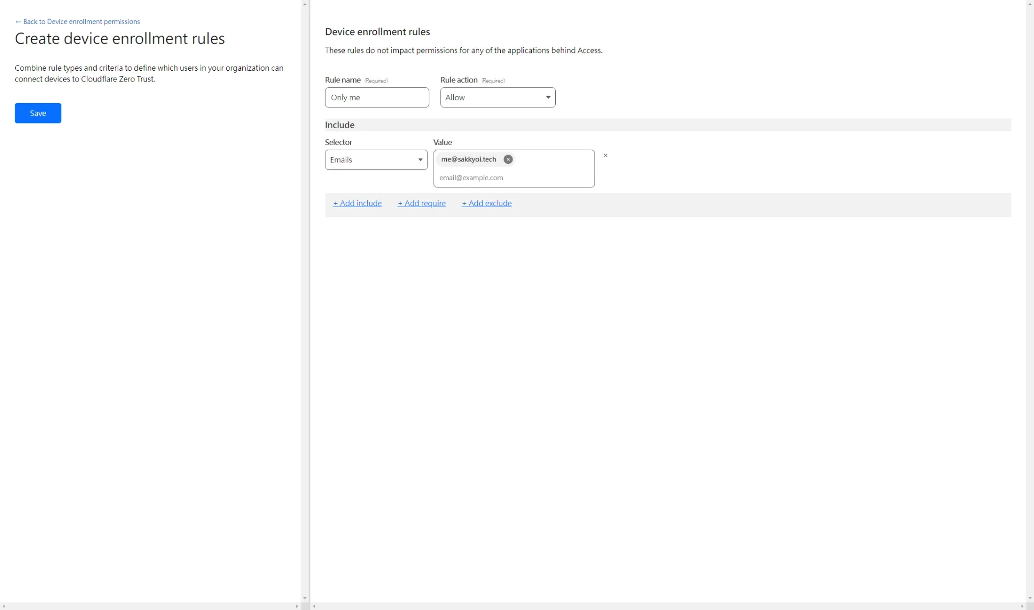 Cloudflare Tunnel WARP Client add a rule