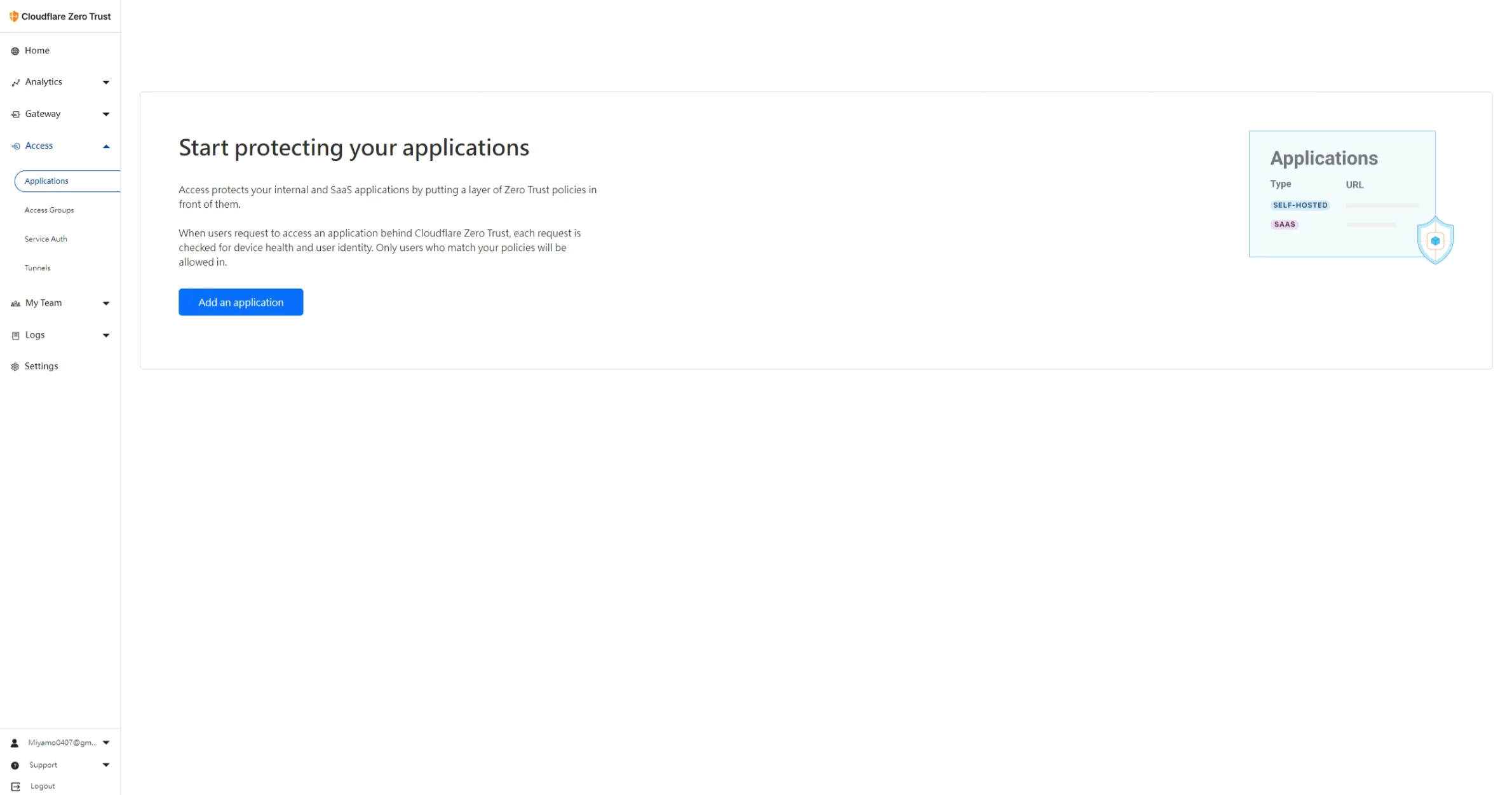 Cloudflare Zero Trust Add an application