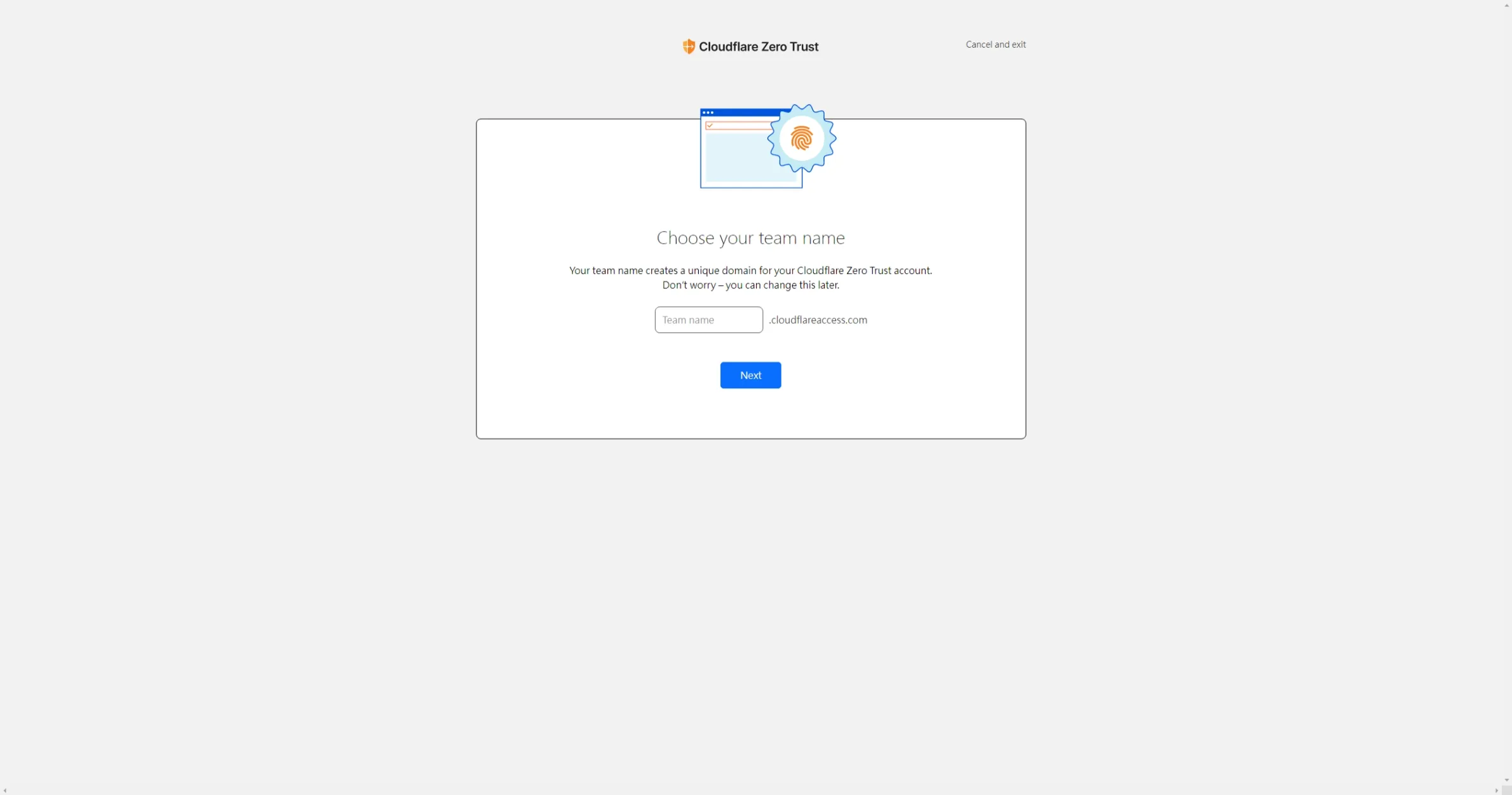 Cloudflare Zero Trust Choose your team name