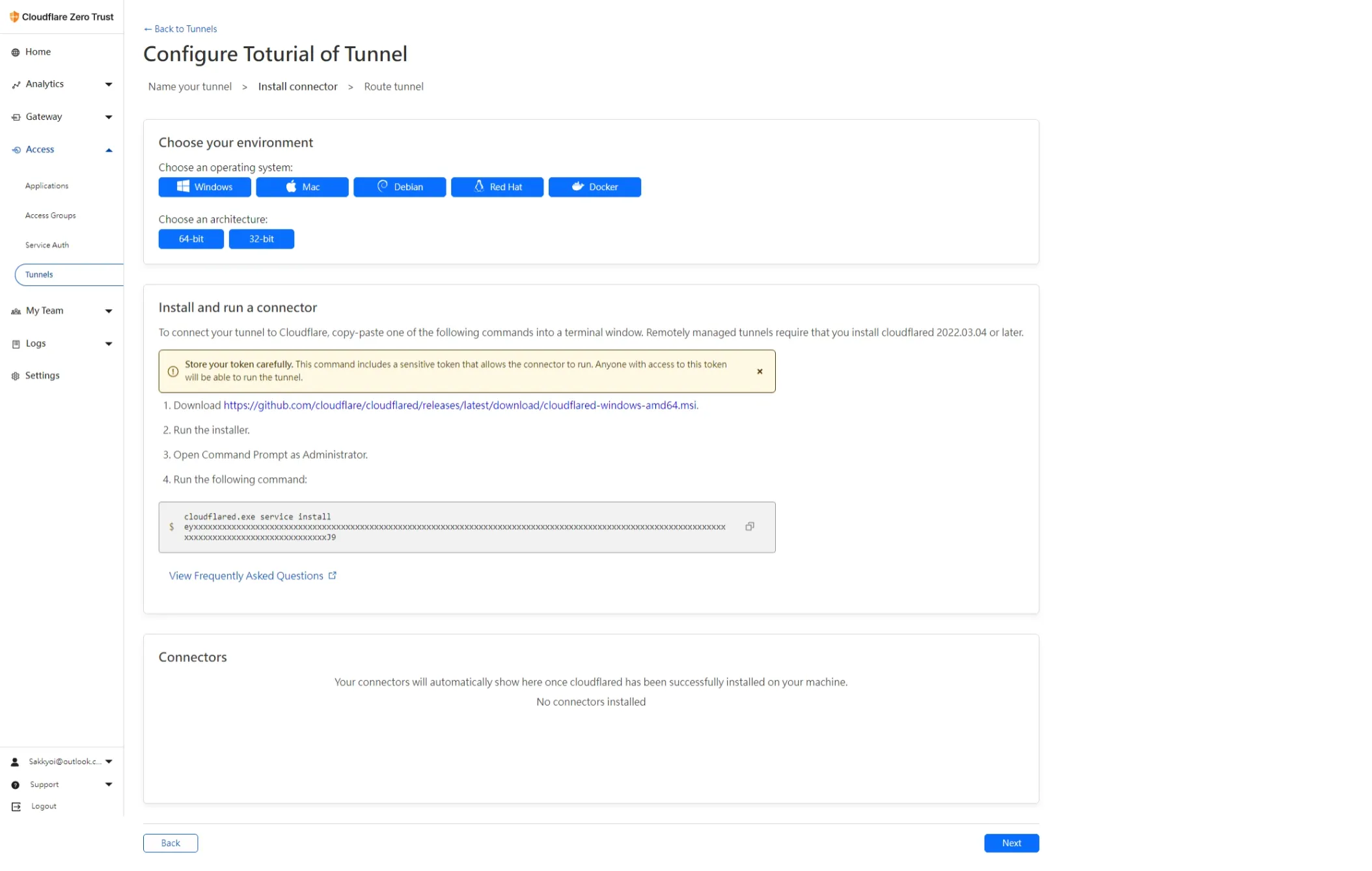 Cloudflare Zero Trust Configure tunnel